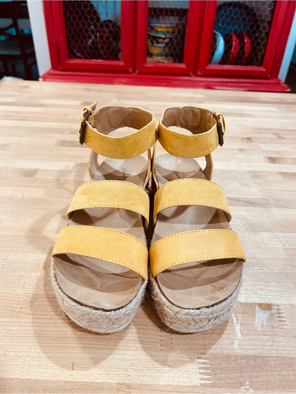 Women’s Yellow Suede Espadrille Platform Sandals